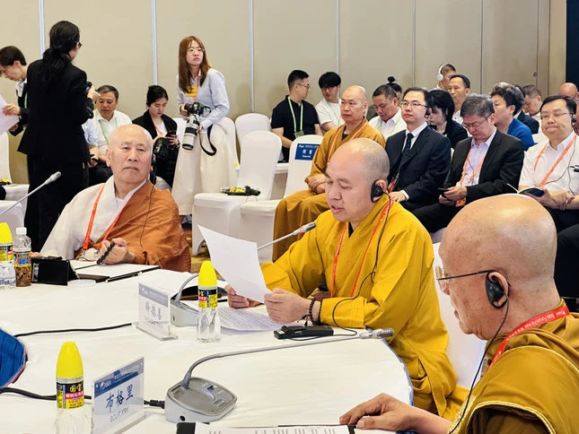 Thượng tọa Thích Đức Thiện phát biểu tham luận tại phiên hội thảo chủ đề “Hòa hợp tôn giáo và hiểu biết lẫn nhau của các nền văn minh”