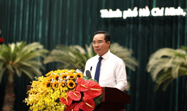 Tân Chủ tịch UBND TP.HCM Nguyễn Văn Được phát biểu về chương trình hành động tại Kỳ họp thứ 21 của HĐND TP.HCM diễn ra chiều 20-2