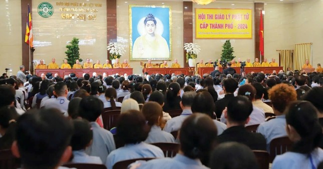 Quang cảnh buổi trao giải Hội thi giáo lý Phật tử cấp Thành phố năm 2024 tại Việt Nam Quốc Tự - Ảnh: Quảng Đạo