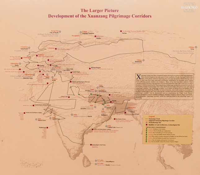 Bản đồ toàn cảnh hành trình Tây du của ngài Huyền Trang