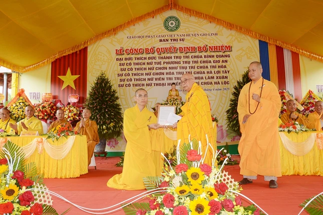 Bổ nhiệm Đại đức Thích Đức Thành trụ trì chùa Bình Quang (xã Phong Bình)