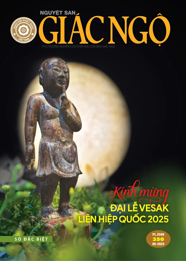 Bìa Nguyệt san Giác Ngộ số đặc biệt, phát hành tháng 5-2025 - Ảnh: Quảng Điền; Mỹ thuật: Tống Viết Diễn