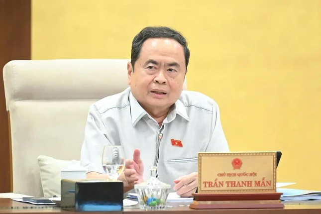 Chủ tịch Quốc hội Trần Thanh Mẫn phát biểu tại phiên họp - Ảnh: QH