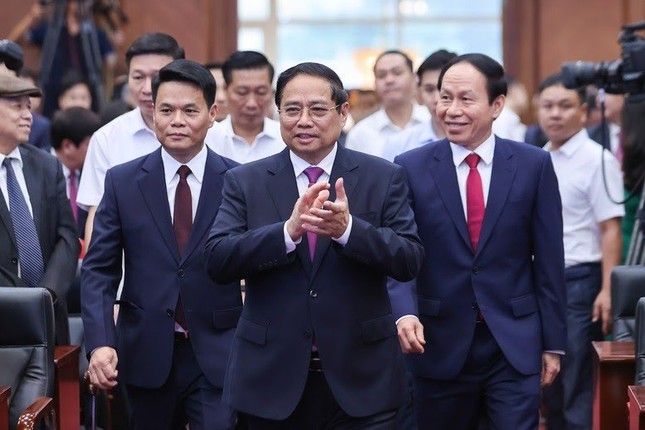 Thủ tướng Phạm Minh Chính dự Lễ công bố các quyết định tại TP.Hải Phòng - Ảnh: VGP