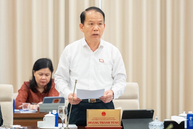 Chủ nhiệm Ủy ban Pháp luật và Tư pháp Hoàng Thanh Tùng trình bày thẩm tra - Ảnh: Phạm Thắng