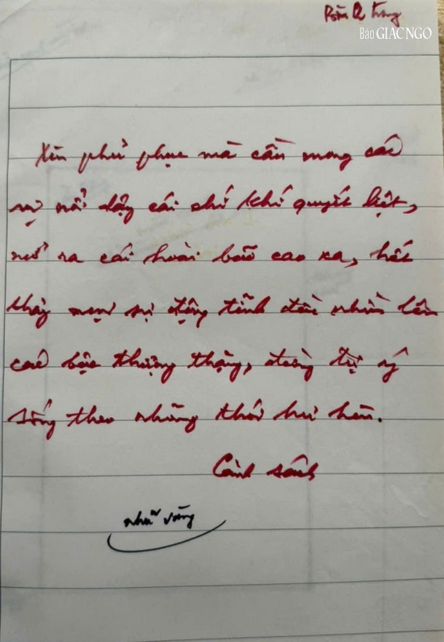 Thủ bút của Trưởng lão Hòa thượng lúc sinh tiền