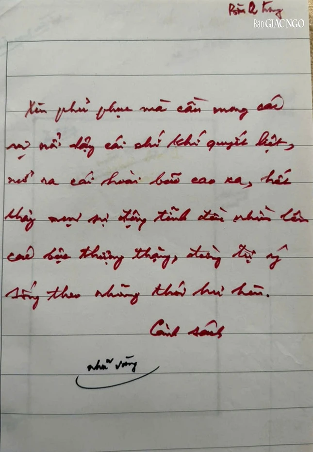 Thủ bút của Trưởng lão Hòa thượng lúc sinh tiền