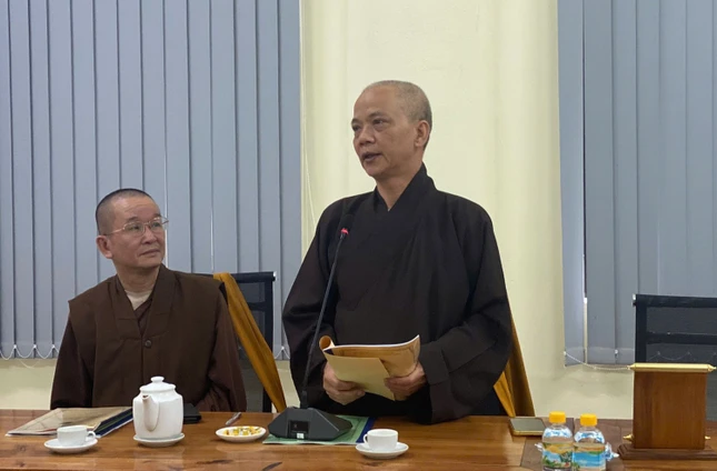 Thượng tọa Thích Không Nhiên, Phó Viện trưởng kiêm Trưởng phòng Nghiên cứu Khoa học phát biểu