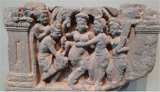 Tượng Đức Phật đản sinh, một khối đá phyllite được dựng lên vào khoảng năm 100-300 SCN tại vùng Gandhara cổ đại