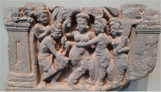 Tượng Đức Phật đản sinh, một khối đá phyllite được dựng lên vào khoảng năm 100-300 SCN tại vùng Gandhara cổ đại Tượng Đức Phật đản sinh, một khối đá phyllite được dựng lên vào khoảng năm 100-300 SCN tại vùng Gandhara cổ đại