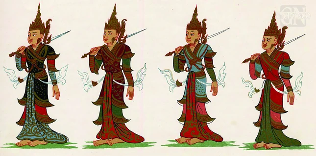 Tranh vẽ Tứ thiên vương theo truyền thống Myanmar