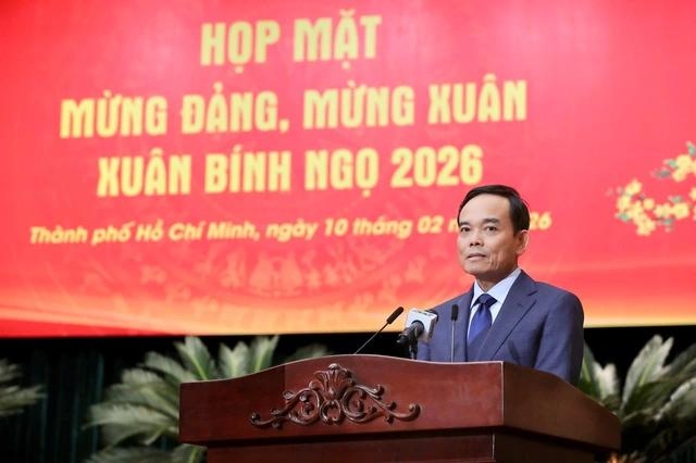 Bí thư Thành ủy TP.HCM phát biểu tại buổi họp mặt - Ảnh: Hoàng Triều