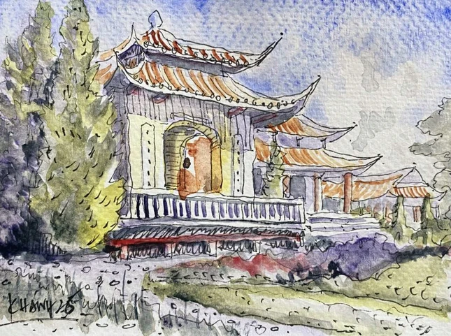 Khu đất rộng 24ha nhưng phần xây dựng thực tế chỉ khoảng 2ha, còn lại là cây xanh và cảnh quan - Ký họa: NTK.Lê Quang Khánh