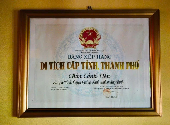 Chùa Cảnh Tiên được xếp hạng Di tích cấp tỉnh