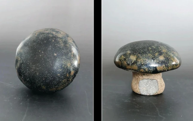 Mặt trước và mặt ngang của con ngươi mắt Phật mà ông Tian sưu tầm - Ảnh: Tian Yijun