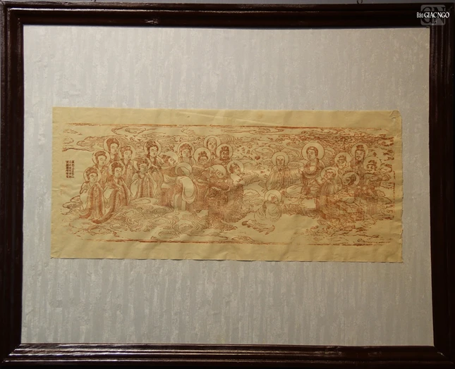 Bản in kinh Kim cang Bát nhã ba-la-mật có niên đại Chính Hòa thứ XIX [1698], do Minh vương Nguyễn Phúc Chu hưng công in mực chu sa in trên giấy dó (trang cuối kinh)