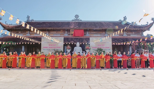 Lễ khánh thành chùa Linh Sơn, trụ sở Ban Trị sự GHPGVN tỉnh Lai Châu vào năm 2022 - Ảnh: Đăng Huy