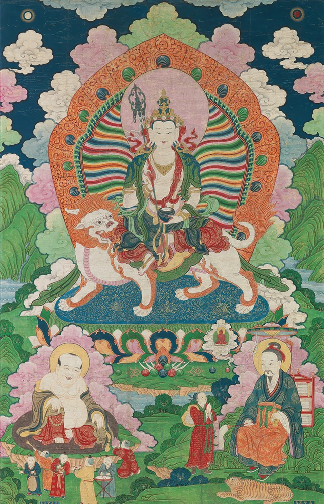 Bồ-tát Địa Tạng, thangka màu nước, Tu Di Phúc Thọ miếu, thế kỷ XVIII, thời Thanh, Hà bắc, Trung Quốc Bồ-tát Địa Tạng, thangka màu nước, Tu Di Phúc Thọ miếu, thế kỷ XVIII, thời Thanh, Hà bắc, Trung Quốc