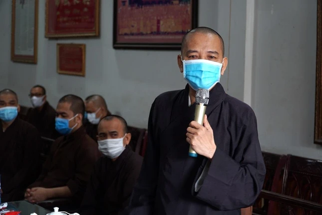Đại đức Thích Minh Nhật, Quản chúng chùa Phổ Quang phát biểu tại cuộc họp