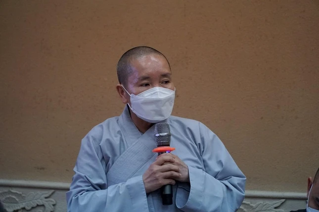 Ni sư Thích nữ Như Nguyệt báo cáo đời sống sinh hoạt tại nội viện và chùa Thanh Tâm