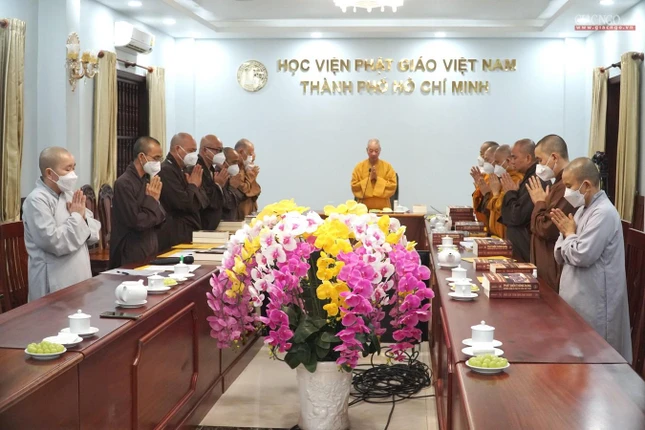 Phiên họp diễn ra tại phòng họp tại cơ sở 2 của Học viện Phật giáo VN tại TP.HCM (xã Lê Minh Xuân, huyện Bình Chánh)