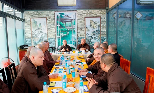 Quang cảnh phiên họp diễn ra tại chùa Thiên Trì chiều ngày 14-3 Quang cảnh phiên họp diễn ra tại chùa Thiên Trì chiều ngày 14-3