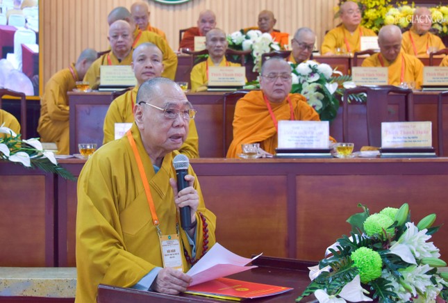 Trưởng lão Hòa thượng Thích Thiện Pháp phát biểu cảm tạ