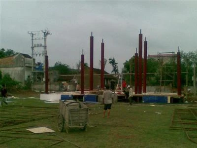 Khu vực đặt tượng Phật đang được thi công. Ảnh: A.T
