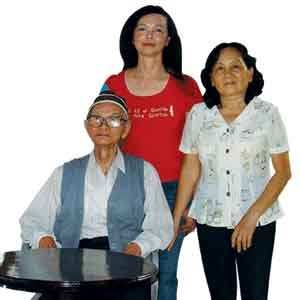 Từ phải: cô Đạm, chị Hằng bên nhà văn Võ Hồng Từ phải: cô Đạm, chị Hằng bên nhà văn Võ Hồng
