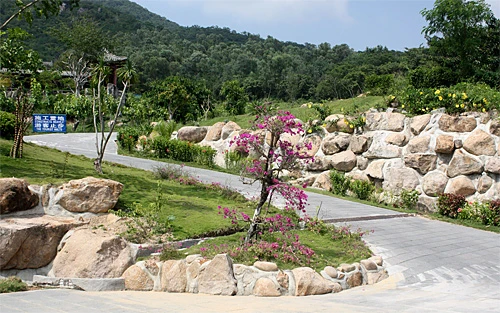 Tượng Phật nằm trong khu du lịch văn hóa Nam Sơn được khánh thành vào năm 1998. Vườn hoa trên đường dẫn ra chân tượng. Ngắm cận cảnh bức tượng nổi tiếng. Có rất nhiều góc độ để chiêm ngưỡng bức tượng cao 108m này. Bạn có thể tới tận sát bức tượng bằng cách đi xe điện trong công viên. Quảng trường Quán Âm với vườn hoa rực rỡ. Tượng nối liền bờ bởi cây cầu Phổ Tế. Tới thăm đảo Hải Nam, rất ít du khách bỏ qua cơ hội chụp hình chung với tượng.