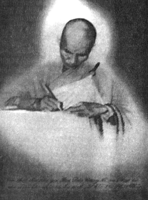 Hòa thượng Thích Quảng Đức viết di bút (Ảnh chụp lại ở chùa Quán Thế Âm).