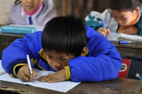 Một lớp học nhờ tại đình Thổ Cầu, xã Nghĩa Dân vắng vẻ đìu hiu trước giờ học. Cổng vào lớp học chật hẹp tại một hội trường của thôn Đào Xá, xã Nghĩa Dân. Dãy nhà liêu xiêu trong khuôn viên chùa Thiên Phúc, thôn Đào Xá dùng để làm phòng học cho học sinh thiếu phòng học của trường tiểu học Nghĩa Dân. Các cô giáo dạy học tại đây cho biết, đầu hồi là khu chăn nuôi lợn của một hộ gia đình. Nhiều lần nơi đây bốc mùi khó ngửi khiến cô và trò thường phải bịt mũi vừa dạy vừa học. Mặc dù vậy, các em học sinh luôn chăm chỉ học tập, ít trường hợp nghỉ học. Các cô giáo ở đây thường dùng ký hiệu riêng. Ô vuông có nghĩa mời các em giơ bảng kết quả và hình tròn là hiệu lệnh hãy giữ gìn trật tự mà không cần dùng lời. Một trong nhiều em học sinh lớp 2 rất chăm chú nghe cô giáo giảng bài. Những nét chữ nắn nót, thẳng hàng. Mỗi khi xung phong phát biểu, các em thường khoanh tay trước ngực và nói. Tự tin, tươi cười khi biết mình có phép tính đúng. Do điều kiện học tập ở các lớp học nhờ địa điểm không tốt bằng nơi học chính, nhà trường thường điều động giáo viên tốt nhất về công tác. Một bé xinh xắn với nét mặt hồn nhiên. Và cũng có nhiều em ngồi học sai tư thế do bàn ghế không đúng chuẩn. Sân vui chơi của các em bé nhỏ và chung với một xưởng sản xuất đồ mộc. Lớp học giờ nghỉ trưa. Trống dành cho học sinh, kẻng dành cho ủy ban. Mỗi khi thôn có cuộc họp, các em lại phải nghỉ học.