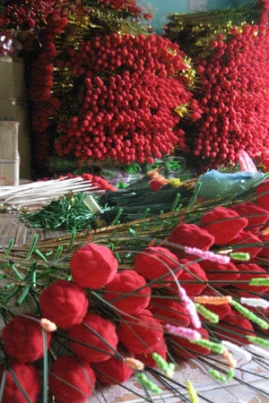 Hoa chất đống trong nhà.