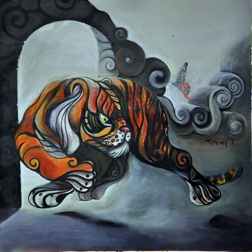 Kẻ Bướm hoa - tranh của Trần Chí Thành Tiếu - tranh của Nguyễn Trung Dũng Cọp - tranh mực nho của Lê Bá Đảng