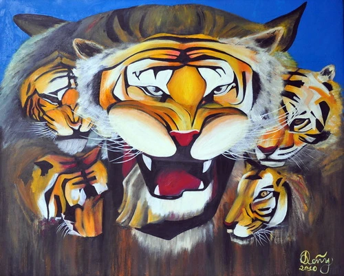 Kẻ Bướm hoa - tranh của Trần Chí Thành Tiếu - tranh của Nguyễn Trung Dũng Cọp - tranh mực nho của Lê Bá Đảng