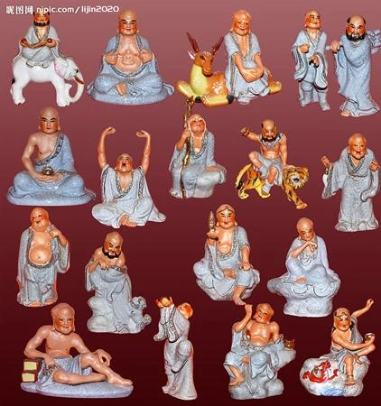 Thập bát La Hán thủ mô phỏng thư thế 18 vị La Hán.