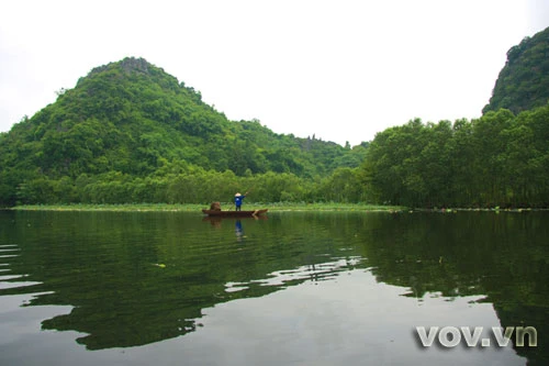 Một người dân đặt đó bắt cá ở ven suối