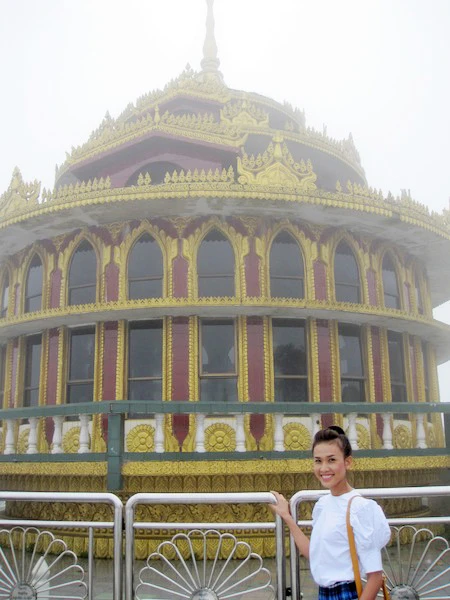 Dương Mỹ Linh mặt mộc thăm thú Myanmar