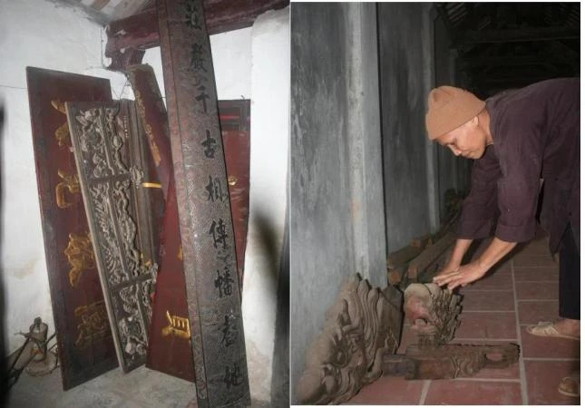 Hoành phi, câu đối mấy trăm năm bị xếp góc nhà (Ảnh: T.Anh)