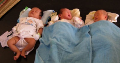 3 cháu bé sơ sinh bị bỏ rơi được chùa Long An cưu mang những ngày qua.