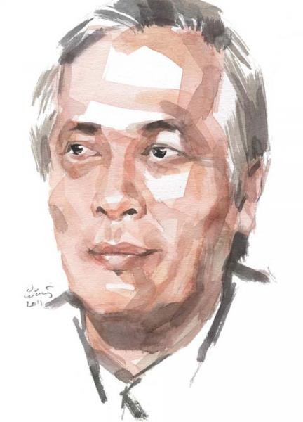 Giáo sư Trịnh Xuân Thuận. Tranh Hoàng Tường