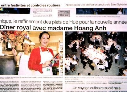 Báo Ouest France của Pháp viết về bữa tiệc tại Nantes do đầu bếp Hoàng Anh đảm trách. (Ảnh do nhân vật cung cấp) Báo Ouest France của Pháp viết về bữa tiệc tại Nantes do đầu bếp Hoàng Anh đảm trách. (Ảnh do nhân vật cung cấp)