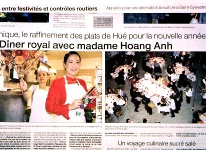 Báo Ouest France của Pháp viết về bữa tiệc tại Nantes do đầu bếp Hoàng Anh đảm trách. (Ảnh do nhân vật cung cấp)
