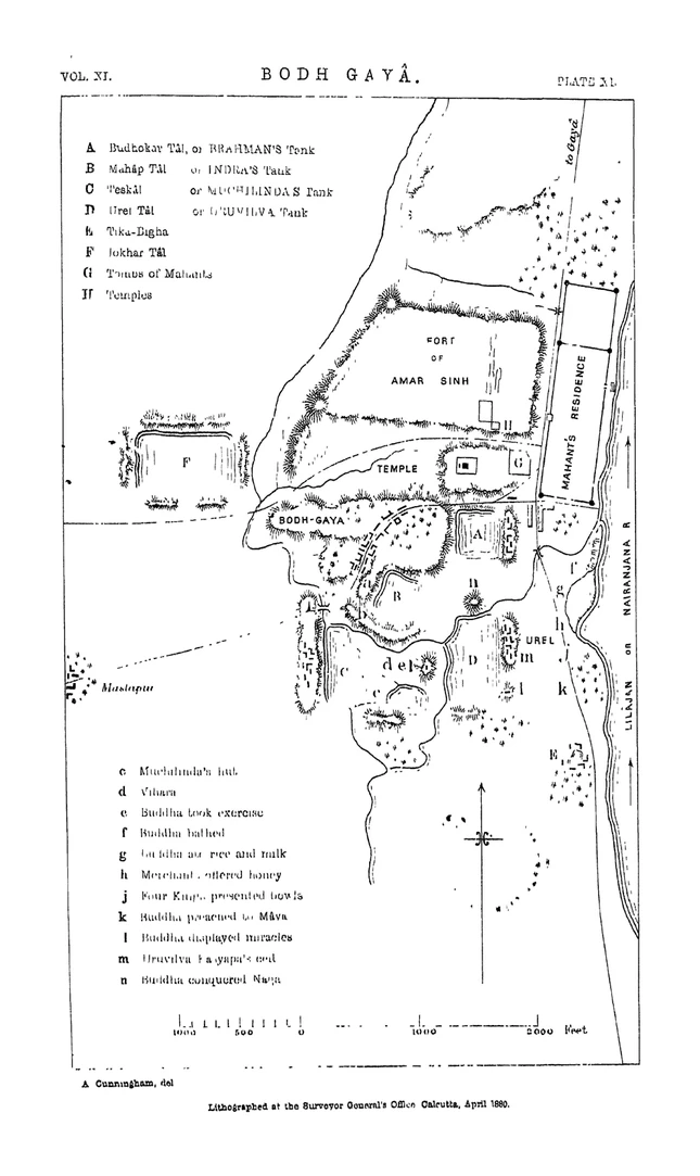 Ban do khu vuc Buddh Gaya cunningham tapreport XII.jpg