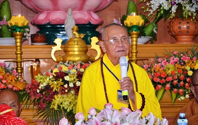 Khánh thành tịnh xá Ngọc Truyền ở đảo Cù Lao Chàm ảnh 6 TTT_2052_ HT T Thien Duyen phat bieu dao tu.JPG