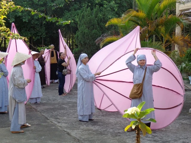 Bảy đóa sen hồng đã "nở" giữa dòng Hương giang ảnh 1 Bảy đóa sen hồng đã "nở" giữa dòng Hương giang ảnh 1