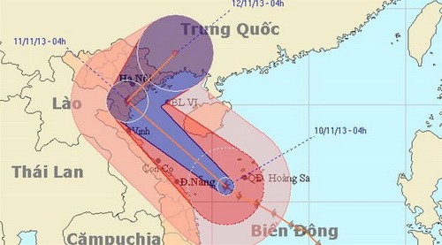 Tối 10-11, bão Haiyan vào vùng biển Thanh Hóa - Hải Phòng ảnh 3 Tối 10-11, bão Haiyan vào vùng biển Thanh Hóa - Hải Phòng ảnh 3