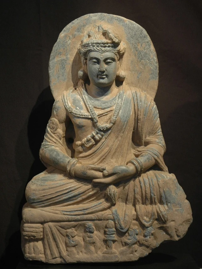 Tượng Di Lặc ngồi, nghệ thuật Gandhara, TK II-III Tuong Di Lac Ngoi, nghe thuat Gandhara, the ky 2 hoac 3 Tl.jpg