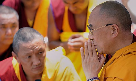 The Dalai Lama prays in Hsiao-lin, southern Taiwan