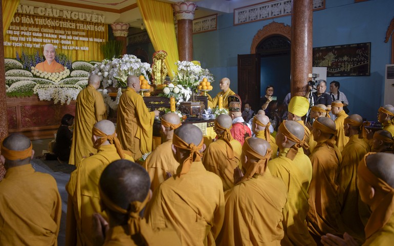 Giác linh đường Trưởng lão Hòa thượng Thích Thanh Sơn tại tổ đình Vạn Thọ (Q.1, TP.HCM)